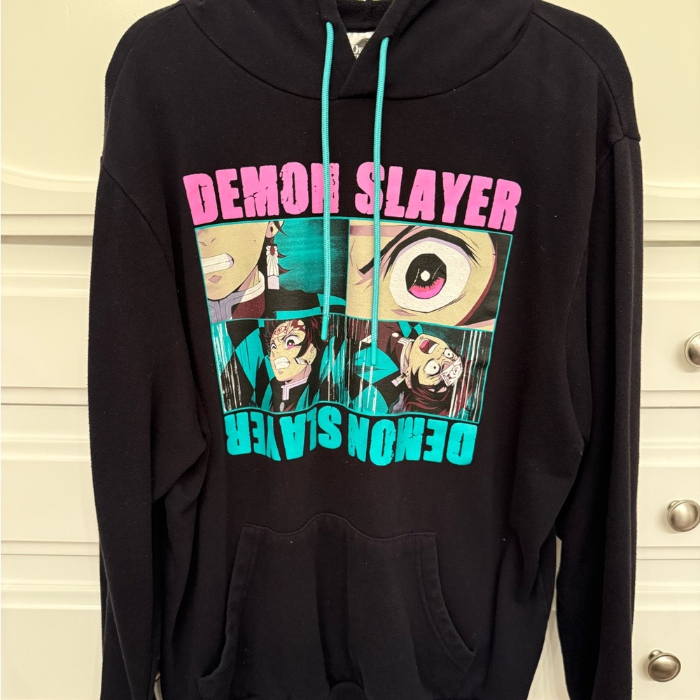Black Anime Demon Slayer Graphic Hoodie